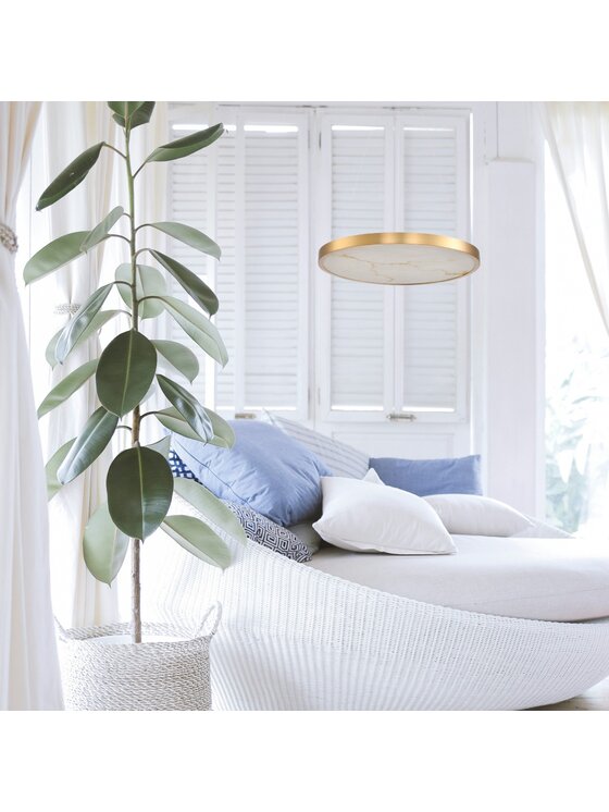 MIAhome MIAhome Lampa wisząca ALCHEMY LED złoty alabaster 60 cm Złoty