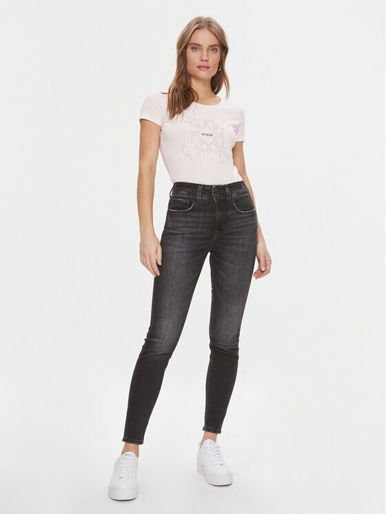 Guess Guess Marškinėliai W4RI35 J1314 Rožinė Slim Fit