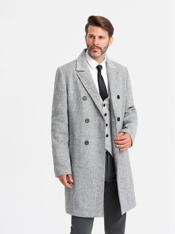 Ombre Ombre Płaszcz OM-COWC-0118 Beżowy Regular Fit