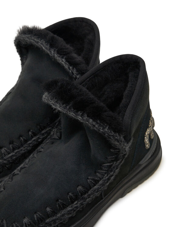 Mou Mou Μπότες Χιονιού Eskimo Jogger Glitter FW421001A Μαύρο