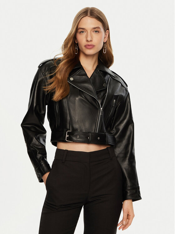 ACCESS FASHION ACCESS FASHION Bőrkabát 44-9301 Fekete Regular Fit
