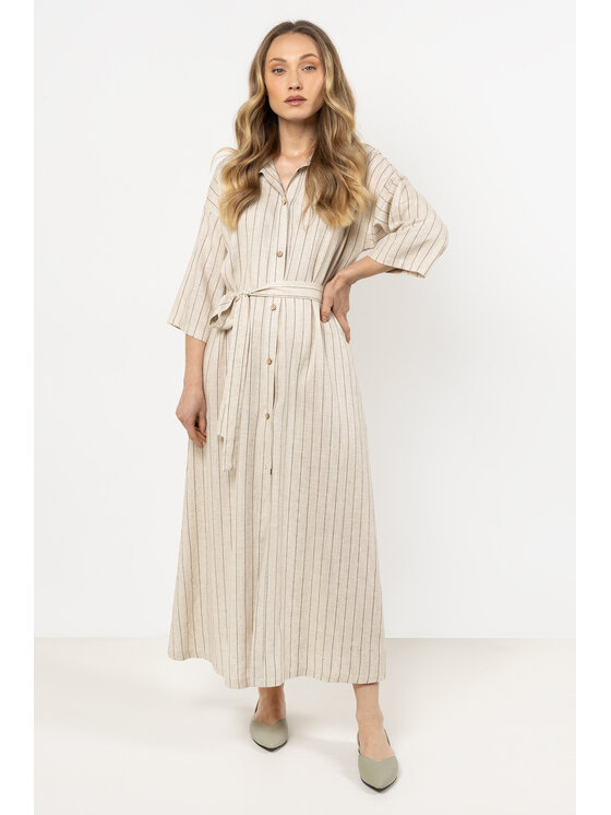 Awama Awama Sukienka letnia A730 Beżowy Basic Fit