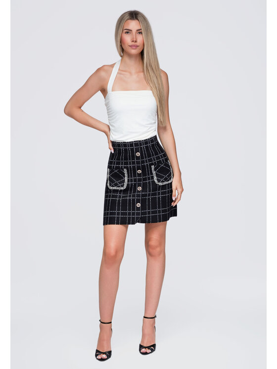 Ombre Ombre Spódnica mini OW-GL-E0021 Czarny Slim Fit