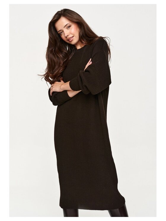 Makadamia Makadamia Sweter S180 Brązowy Loose Fit