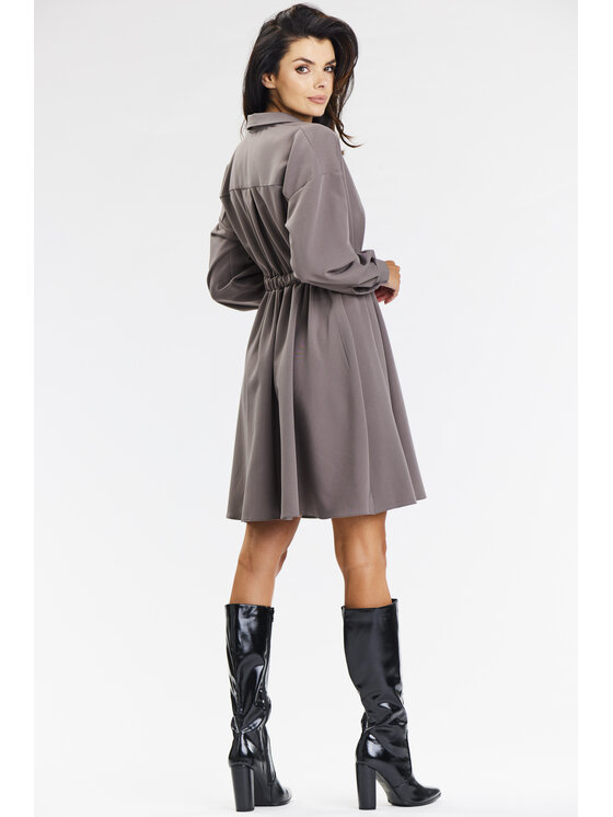Awama Awama Sukienka A668 Beżowy Basic Fit