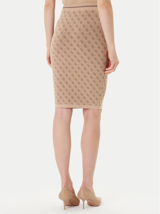 Guess Guess Pouzdrová sukně W4BD53 Z37K0 Béžová Regular Fit