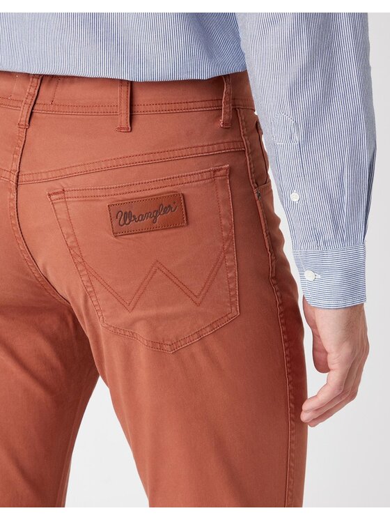 Wrangler Wrangler Spodnie materiałowe TEXAS SLIM Pomarańczowy Slim Fit