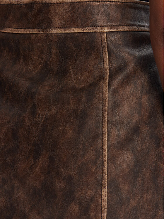 Guess Guess Spódnica z imitacji skóry W5YD46 WHDI0 Brązowy Regular Fit