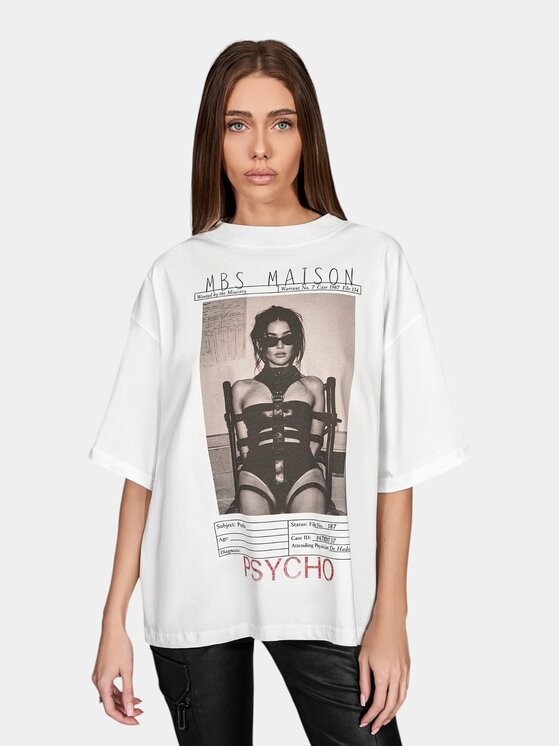 MADE BY SOCIETY MADE BY SOCIETY T-Shirt PSYCHO - T28031 Biały Basic Fit