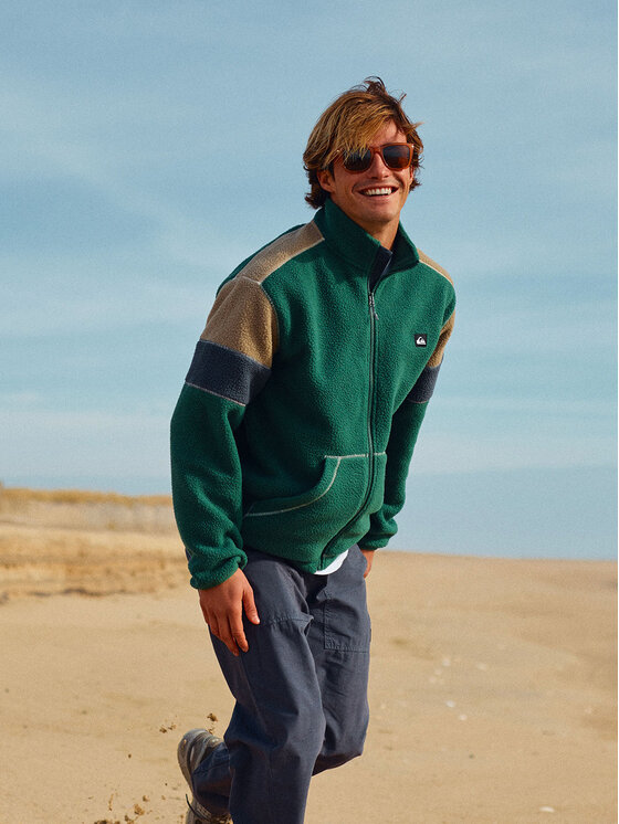 Quiksilver Quiksilver Felpa di pile Clean Coast Block EQYPF03065 Verde Loose Fit