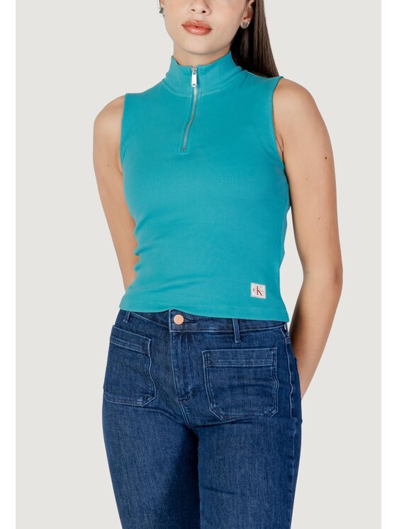 Calvin Klein Jeans Calvin Klein Jeans T-shirt A- WOVEN LABEL SL QZ Turchese Casual Fit