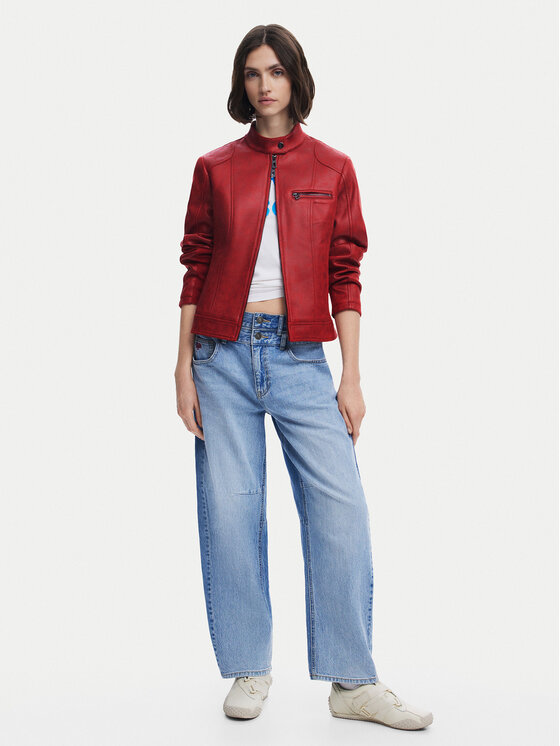 Desigual Desigual Μπουφάν δερμάτινο 25SWEW46 Κόκκινο Regular Fit