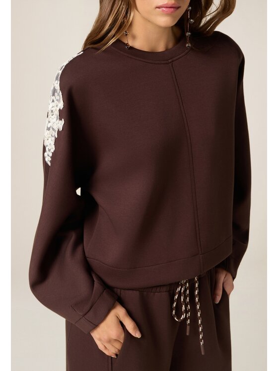 Oltre Oltre Bluza G841J004515N032 Brązowy Over Fit