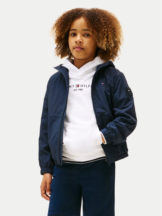 Tommy Hilfiger Wiatrówka Flag KB0KB09737 Granatowy Regular Fit