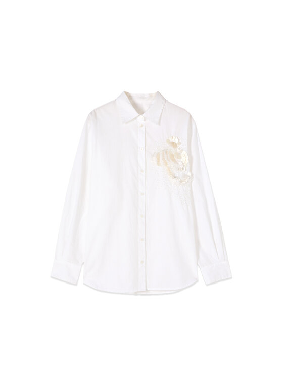 Oltre Oltre Koszula 5037J000861N011 Biały Baggy Fit