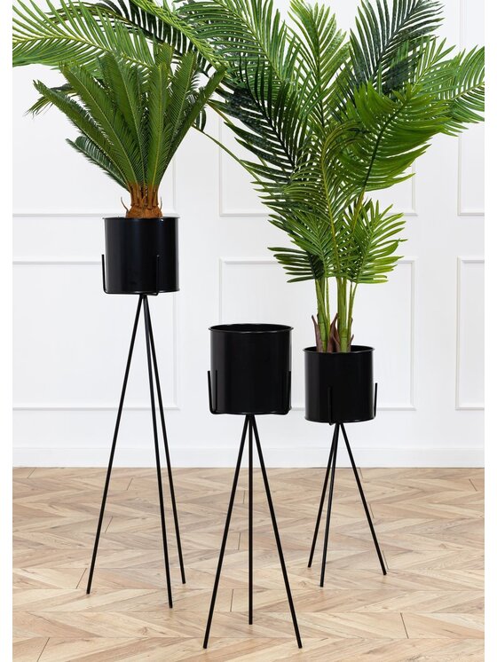 MIAhome MIAhome Kwietnik metalowy z osłonką 65 cm Czarny