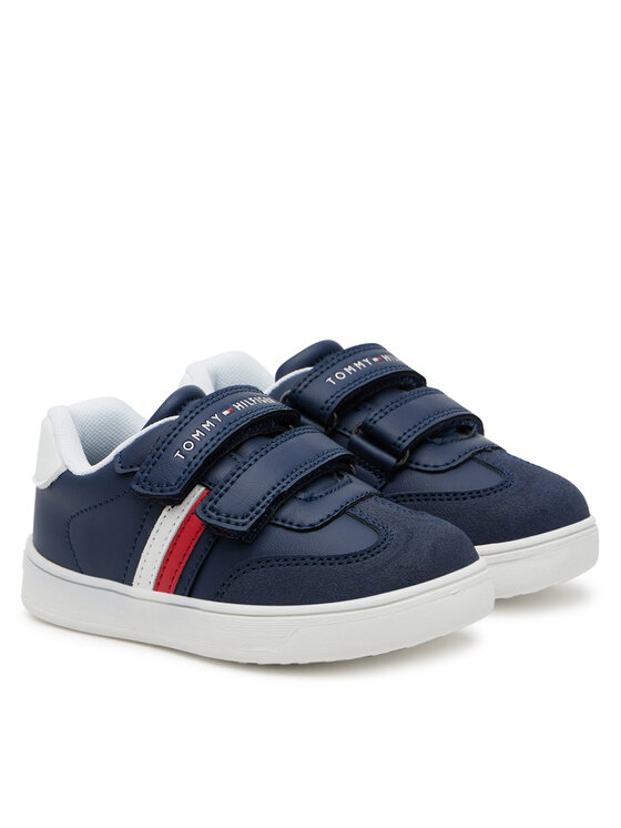 Tommy Hilfiger Tommy Hilfiger Superge Stripes Low Cut Lace Velcro Sneaker T1X9-33840-1269 M Mornarsko modra