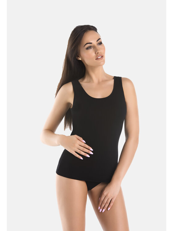 Teyli Teyli Top Koszulka bawełniana Claudia Czarny Standard Fit