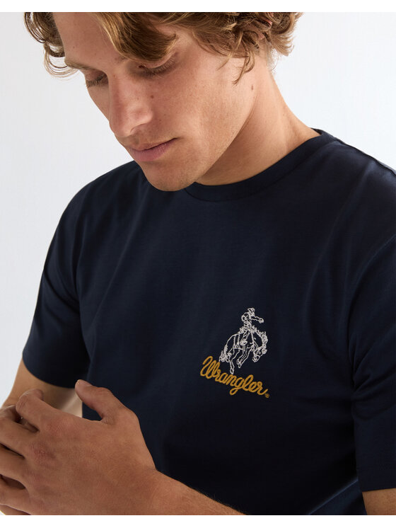 Wrangler Wrangler T-Shirt EMBROIDERY TEE Niebieski Regular Fit