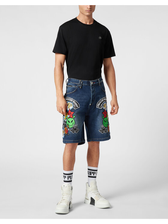 PHILIPP PLEIN PHILIPP PLEIN Szorty jeansowe 22649 Błękitny Loose Fit
