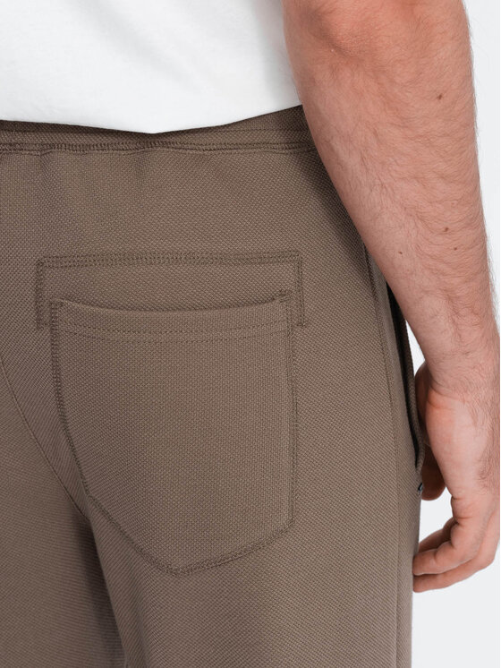 Ombre Ombre Spodnie dresowe OM-PASK-0166 Brązowy Carrot Fit