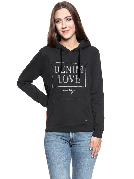 Mustang Mustang Felpa BELLA H STRUCTURE Nero Regular Fit