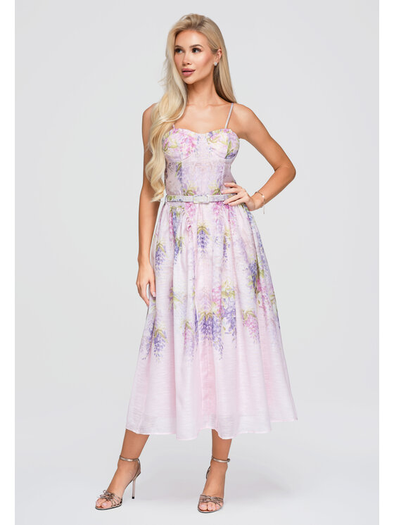 Ombre Ombre Sukienka letnia OW-DLR-E0018 Różowy Slim Fit