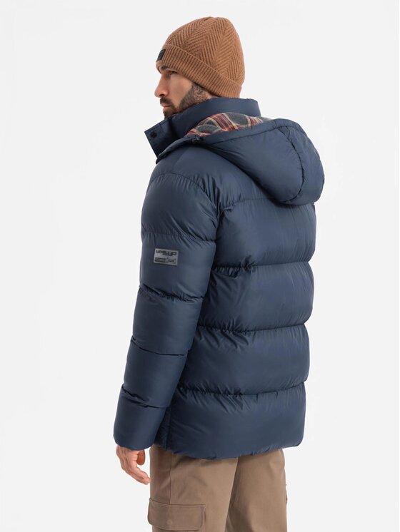 Ombre Ombre Kurtka puchowa OM-JAHP-0205 Granatowy Regular Fit