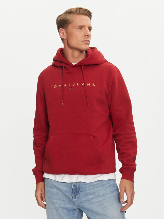 Tommy Jeans Mikina Linear Gold DM0DM20503 Červená Regular Fit