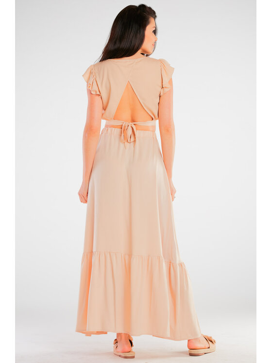 Awama Awama Bluzka A429 Beżowy Basic Fit