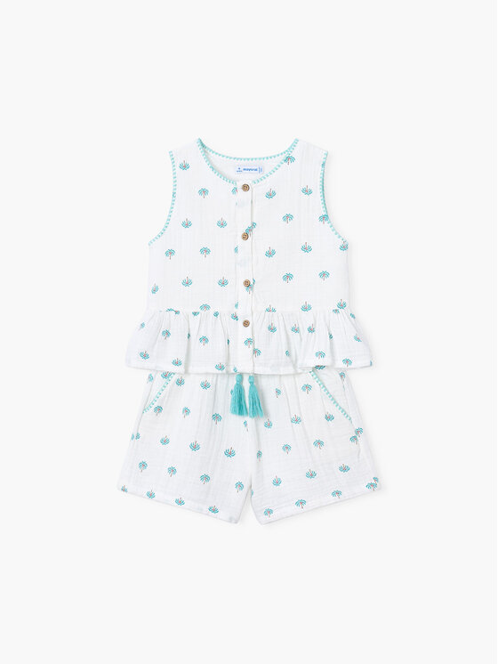 Mayoral Komplet top i spodenki 3229 Biały Regular Fit