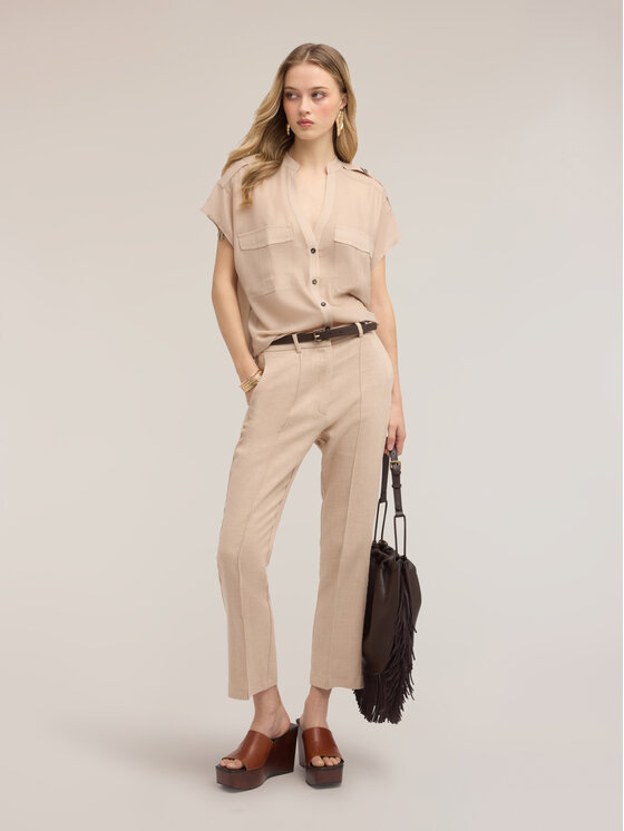 Motivi Motivi Camicia 5223Q001015N002 Crema Boxy Fit
