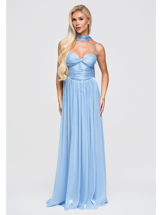 Ombre Ombre Sukienka wieczorowa LA-OM-DLR408 Niebieski Slim Fit