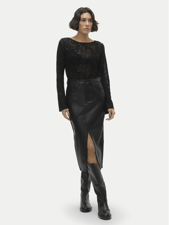 Vero Moda Vero Moda Műbőr szoknya Veri 10311707 Fekete Regular Fit