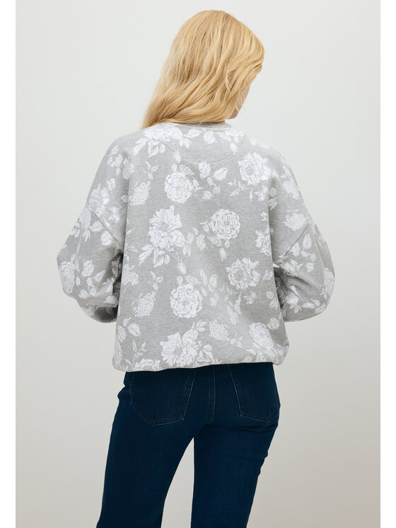 BIZUU BIZUU Bluzka PULLA FLORAL OVERSIZED BLOUSE Szary Standard Fit