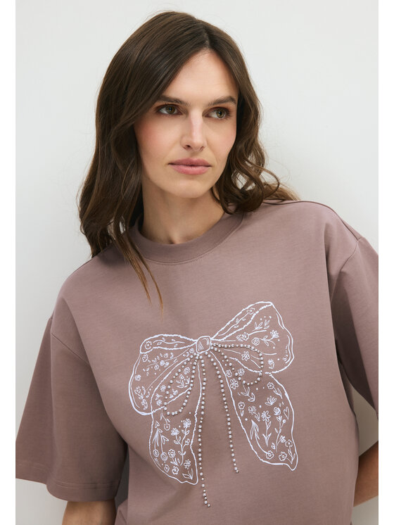 BIZUU BIZUU T-Shirt BOWELLE OVERSIZED Hnědá Standard Fit