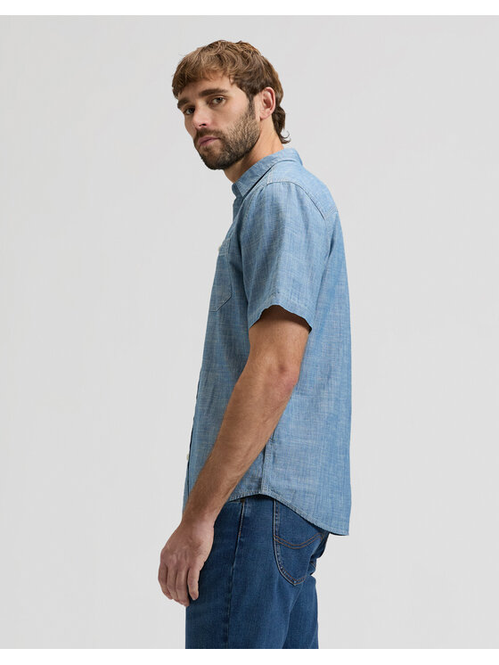 Lee Lee Koszula SS UTILITY WORKSHIRT Niebieski Regular Fit
