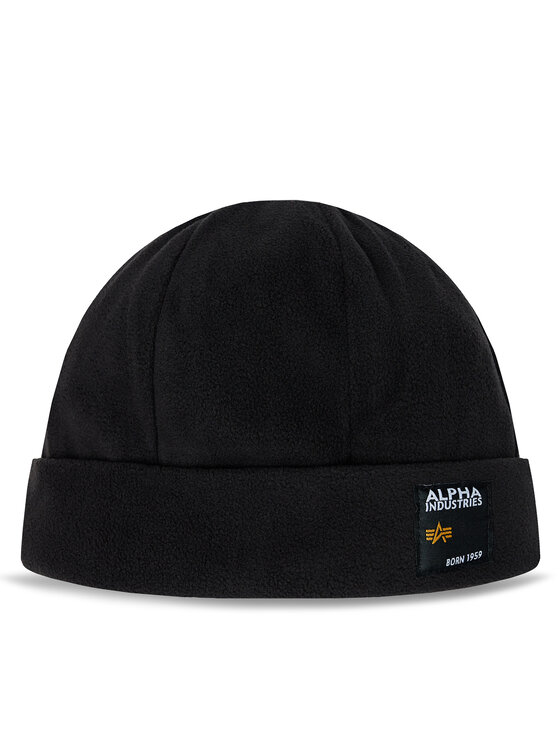 alpha industries bonnet label fleece beanie 118937 noir