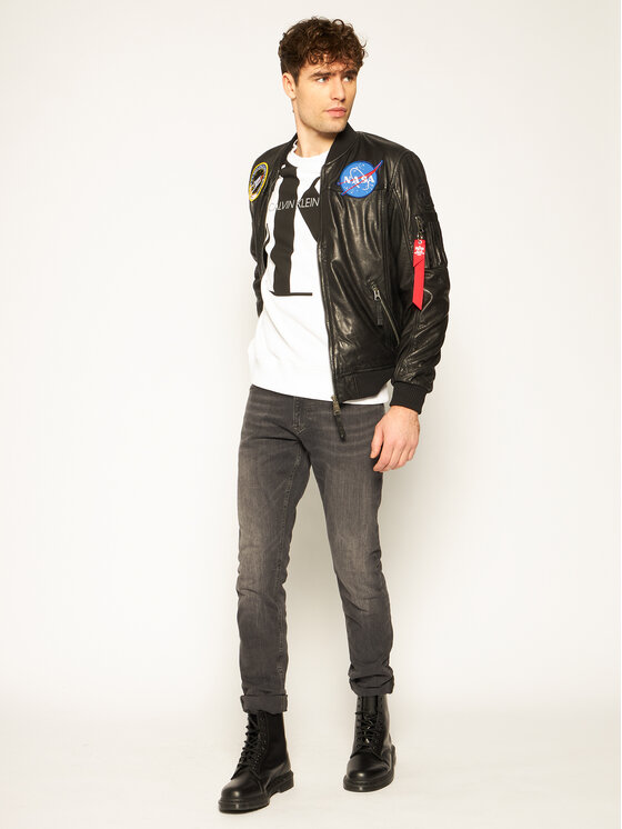 Alpha Industries Alpha Industries Kurtka z imitacji skóry Ma-1 Nasa 126151 Czarny Regular Fit
