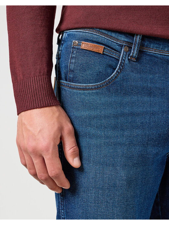 Wrangler Wrangler Jeansy TEXAS SLIM DARK TRAILS Niebieski Straight Fit