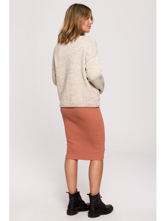 BeWear BeWear Sweter BK074 Beżowy Comfortable Fit