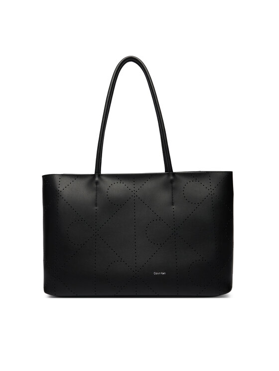 Calvin Klein Calvin Klein Kabelka Emblem Aop Perfor Lthr Tote LV04F3359G Čierna