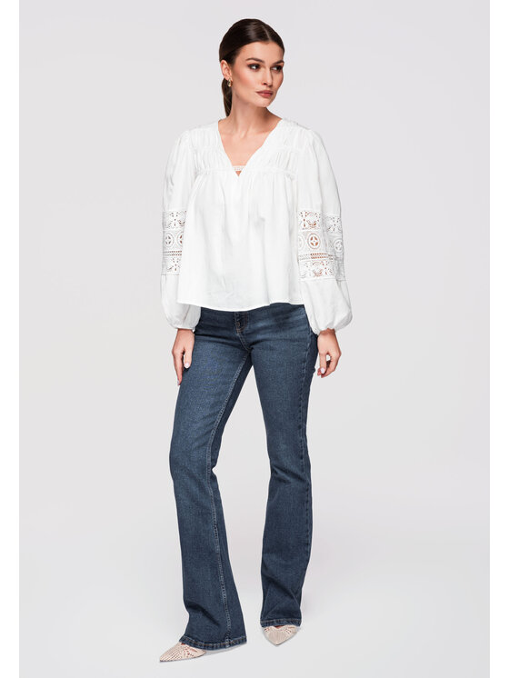 Ombre Ombre Bluzka OW-TS-E0017 Biały Loose Fit