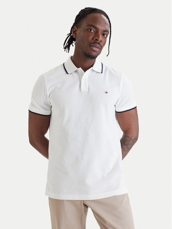 Tommy Hilfiger Tricou polo Pique MW0MW42748 Alb Regular Fit