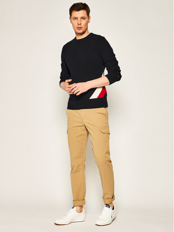 Tommy Hilfiger Pantalon en tissu Denton Cargo Light Stretch Twill MW0MW13682 Marron Straight Fit Modivo