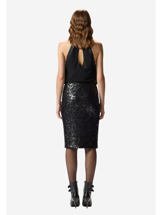 PINKO PINKO Φούστα Papacieca gonna micropaillettes Μαύρο Regular Fit