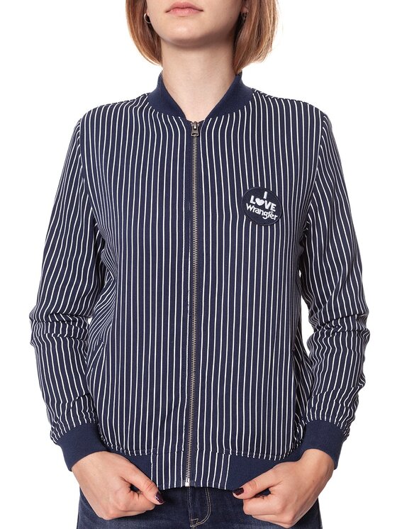 Wrangler Wrangler Kurtka damska STRIPES BOMBER Biały Regular Fit
