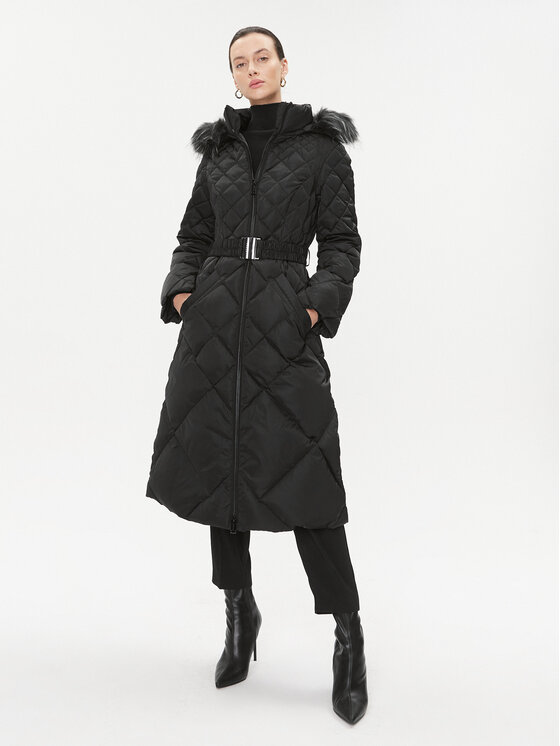 Guess Guess Зимове пальто W3BL37 WEX52 Чорний Regular Fit