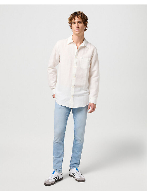 Wrangler Wrangler Koszula LS 1 PKT SHIRT Biały Regular Fit