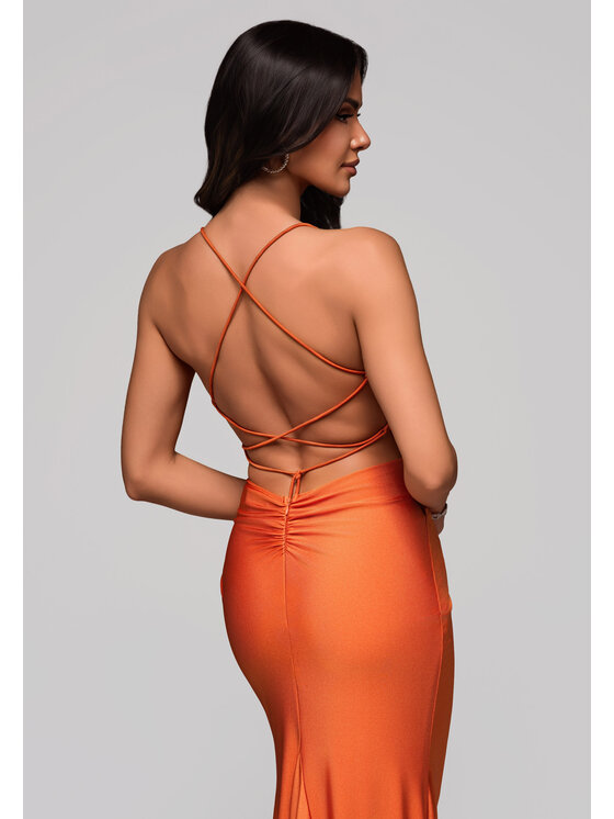 Ombre Ombre Sukienka wieczorowa LA-OM-DLR155 Pomarańczowy Regular Fit